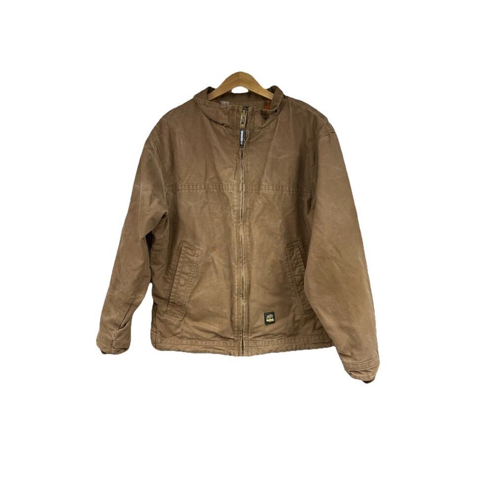 Berne JL17 Men's Flagstone Flannel-Lined Duck Jacket Tan Brown Size L Large‎